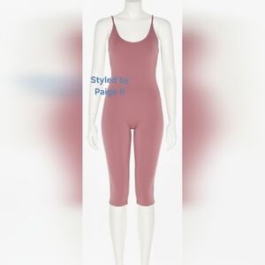 💕SKIMS Smooth Layers Skimpy Strap Catsuit Capri Bodysuit Pink Mauve REDWOOD L